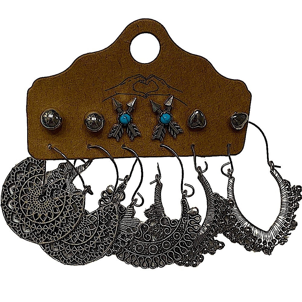 Boho silver/ turquoise earrings
